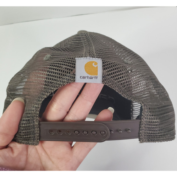 Carhartt Force Canvas Mesh-Back Logo Graphic SnapBack Trucker Hat Brown - Picture 3 of 5